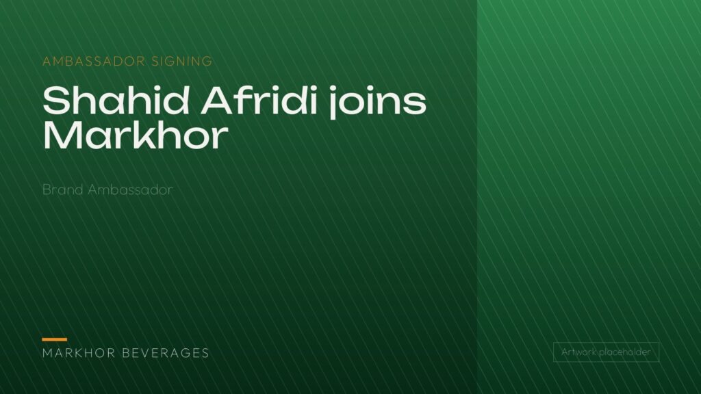 Shahid Afridi Markhor brand ambassador announcement card