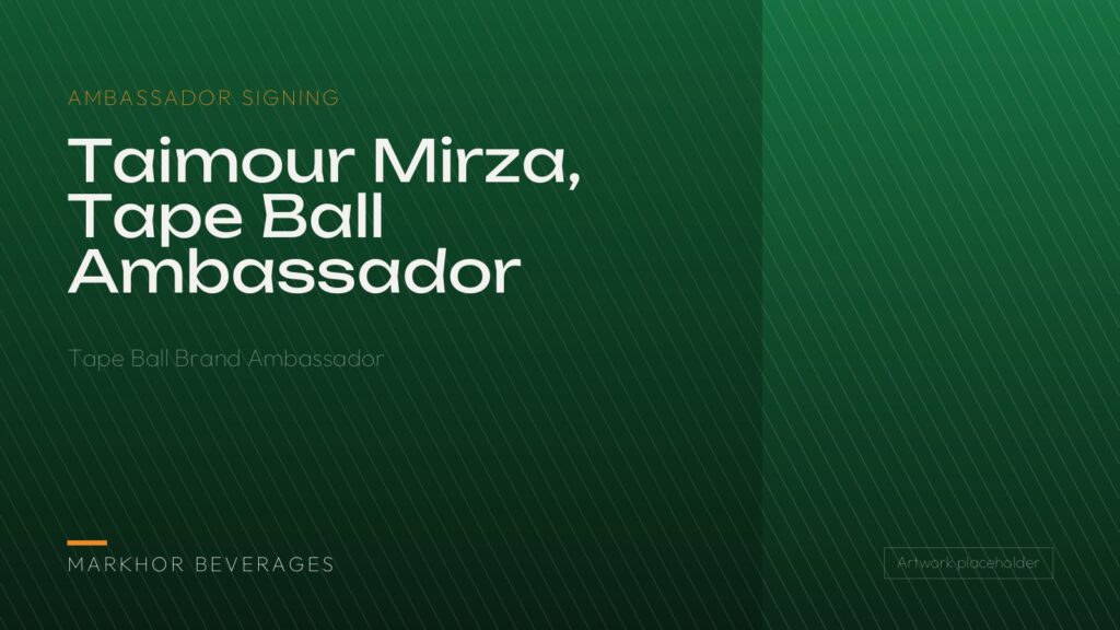 Taimour Mirza Markhor tape ball brand ambassador announcement card